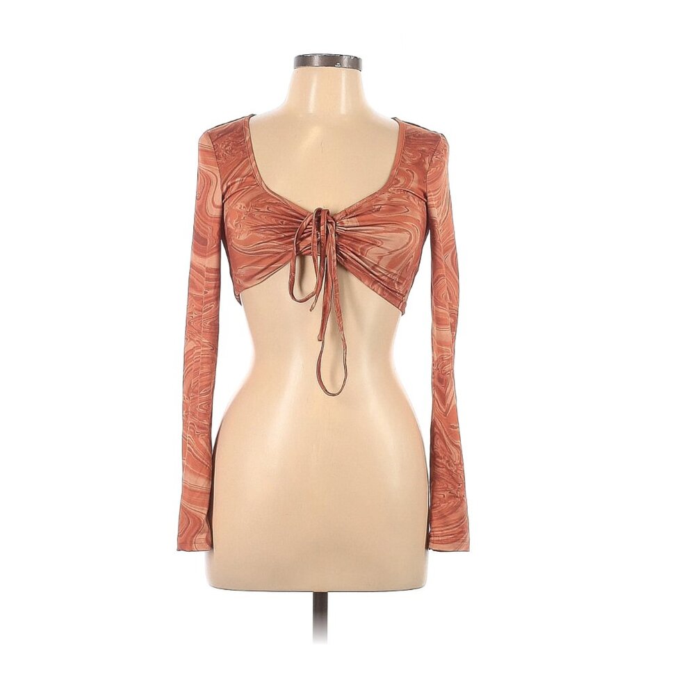 Shein Orange Long Sleeve Crop Top